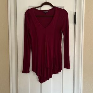 Cranberry Cable & Gauge Knit Top